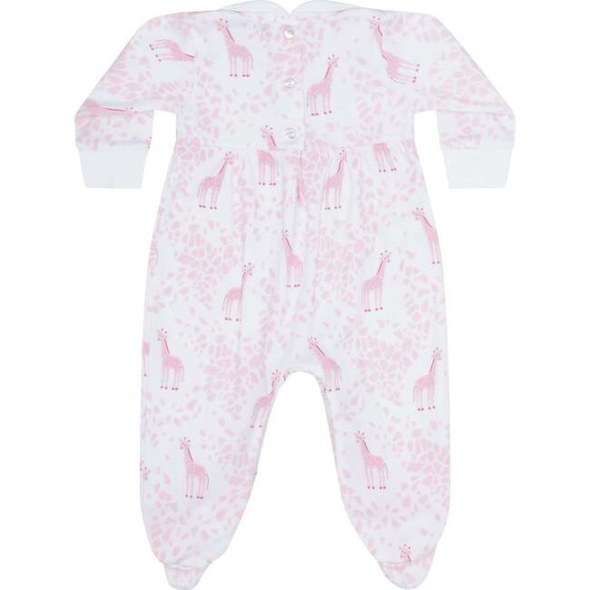 Pink Giraffe Print Smocked Footie - Footie Pajamas - 2
