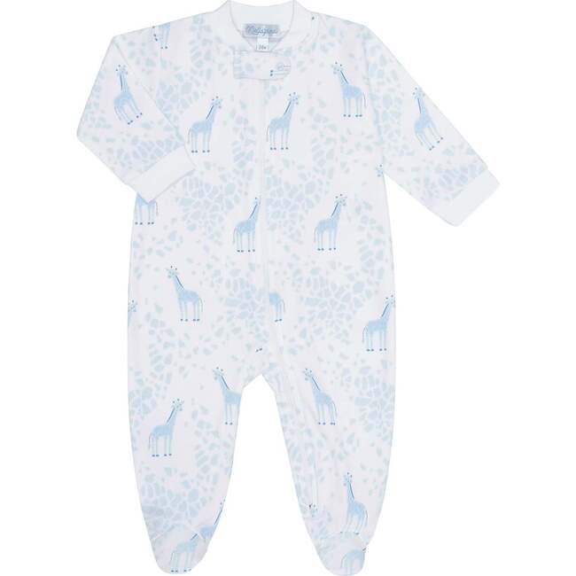 Blue Giraffe Print Zipper Footie