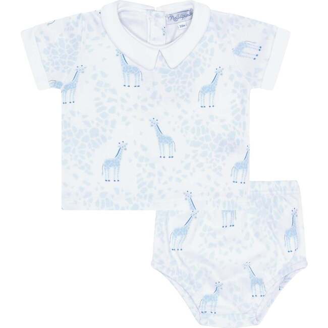 Blue Giraffe Print Diaper Cover Set