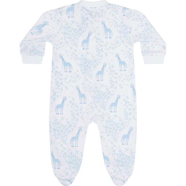 Blue Giraffe Print Zipper Footie - Footie Pajamas - 2