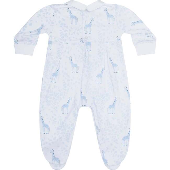 Blue Giraffe Print Smocked Footie - Footie Pajamas - 2