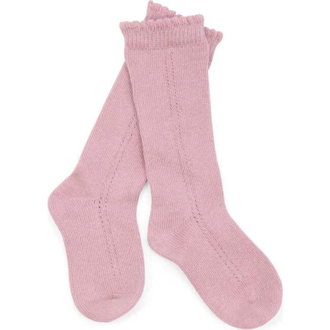 Openwork Knee Sock, Raspberry