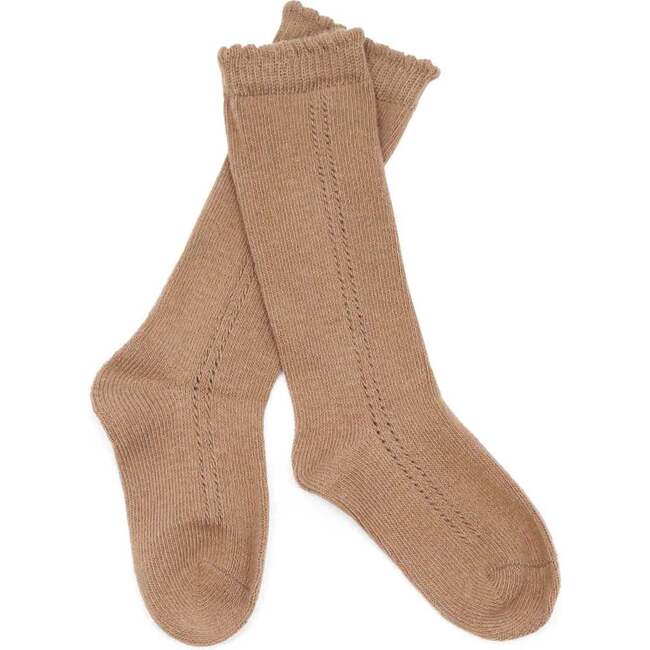 Openwork Knee Sock, Milk Chocolate