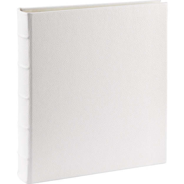 Medium Clear Pocket Pebble Grain Leather Photo Album, White