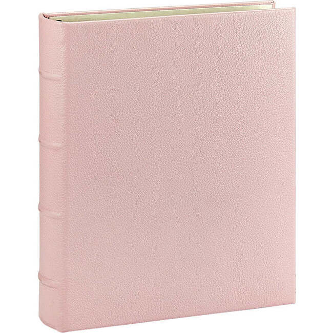 Medium Clear Pocket Pebble Grain Leather Photo Album, Light Pink