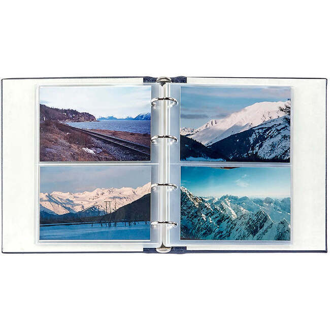 Medium Clear Pocket Pebble Grain Leather Photo Album, White - Frames - 3