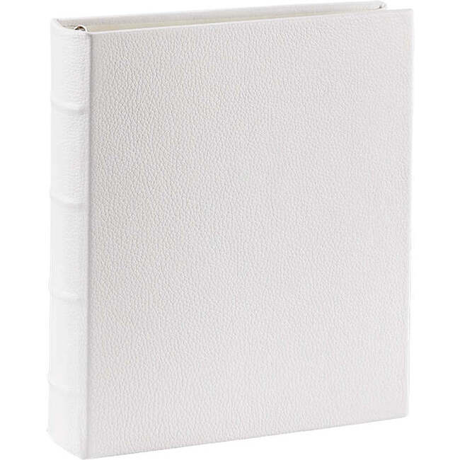 Large Clear Pocket Pebble Grain Leather Photo Album, White