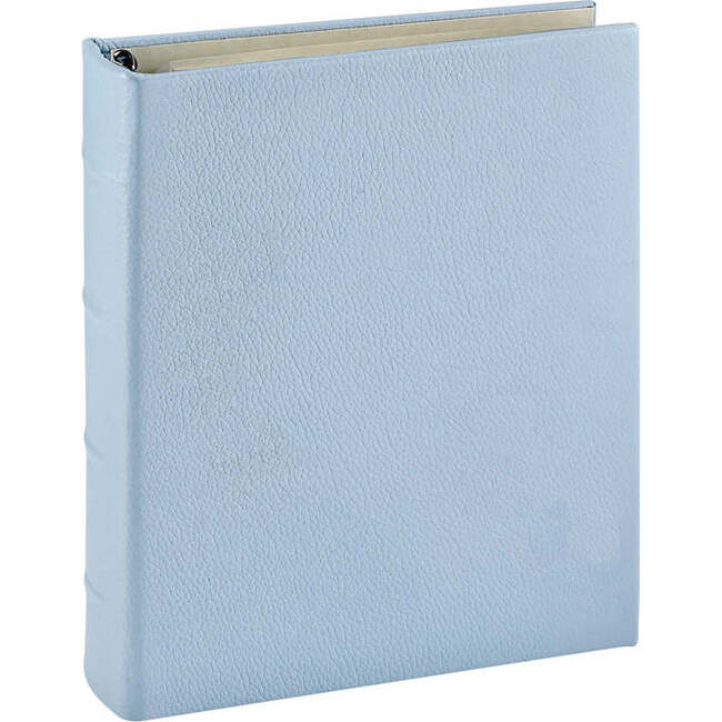 Medium Clear Pocket Pebble Grain Leather Photo Album, Light Blue