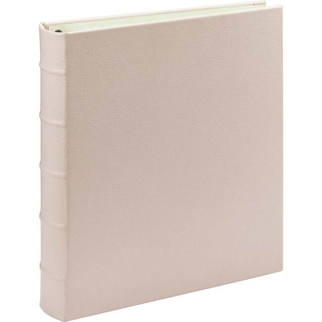 Large Clear Pocket Pebble Grain Leather Photo Album, Light Pink