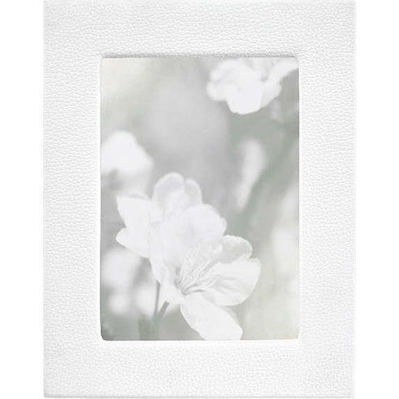 5" x 7" Pebble Grain Leather Frame, White