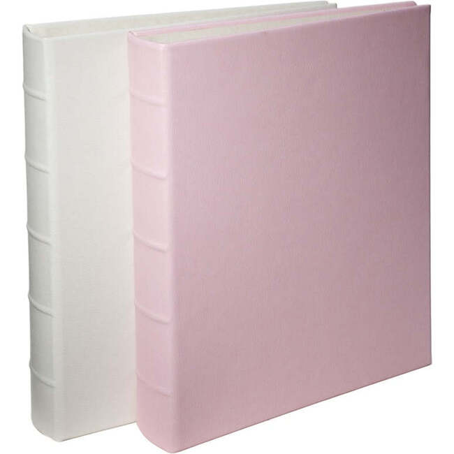 Large Clear Pocket Pebble Grain Leather Photo Album, Light Pink - Frames - 2
