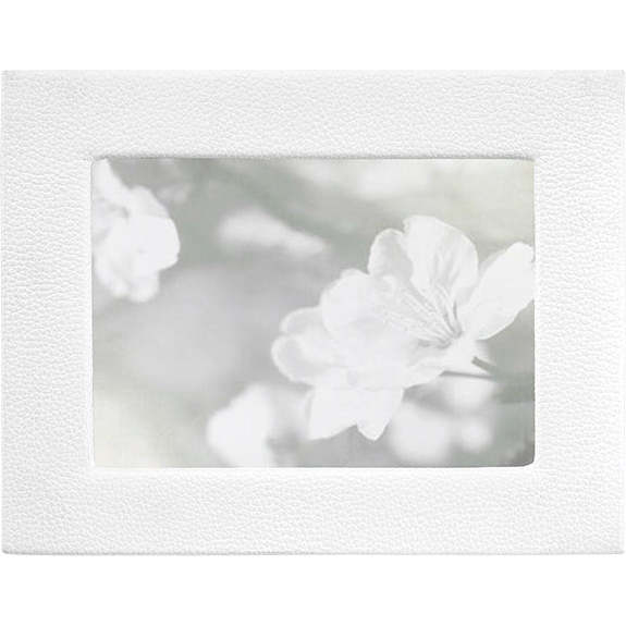 5" x 7" Pebble Grain Leather Frame, White - Frames - 2