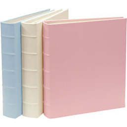 Large Clear Pocket Pebble Grain Leather Photo Album, Light Pink - Frames - 3