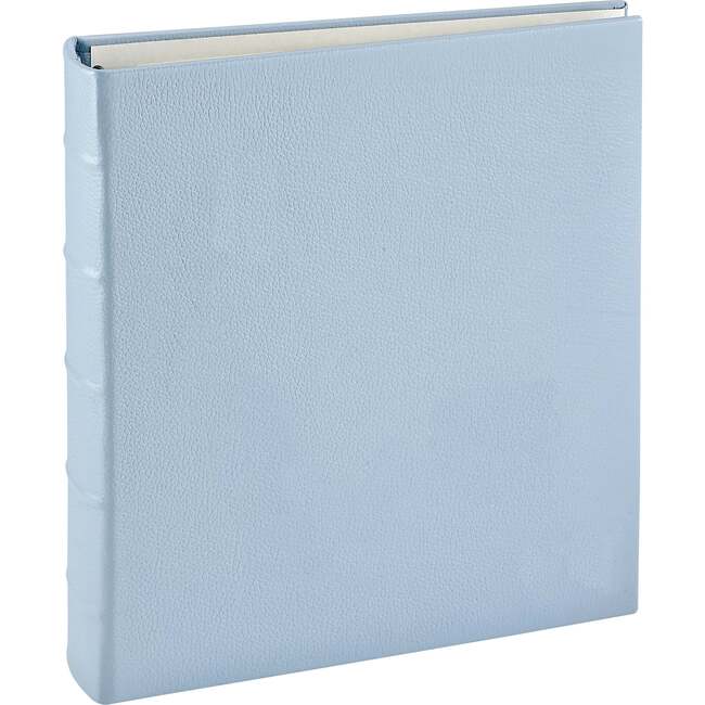 Large Clear Pocket Pebble Grain Leather Photo Album, Light Blue