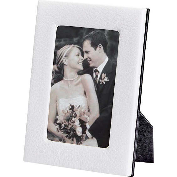 4" x 6" Pebble Grain Leather Frame, White - Frames - 3
