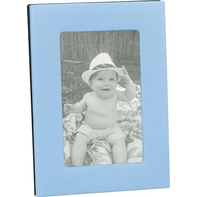 4" x 6" Pebble Grain Leather Frame, Light Blue - Frames - 3