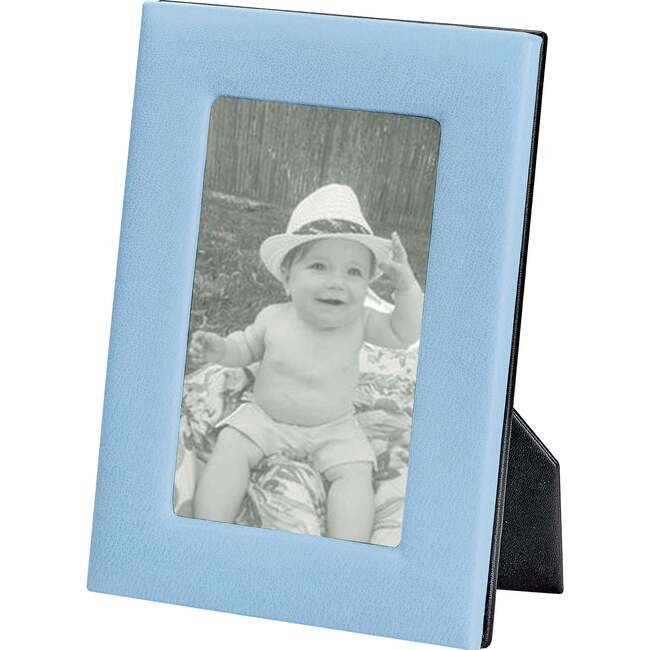 4" x 6" Pebble Grain Leather Frame, Light Blue - Frames - 5