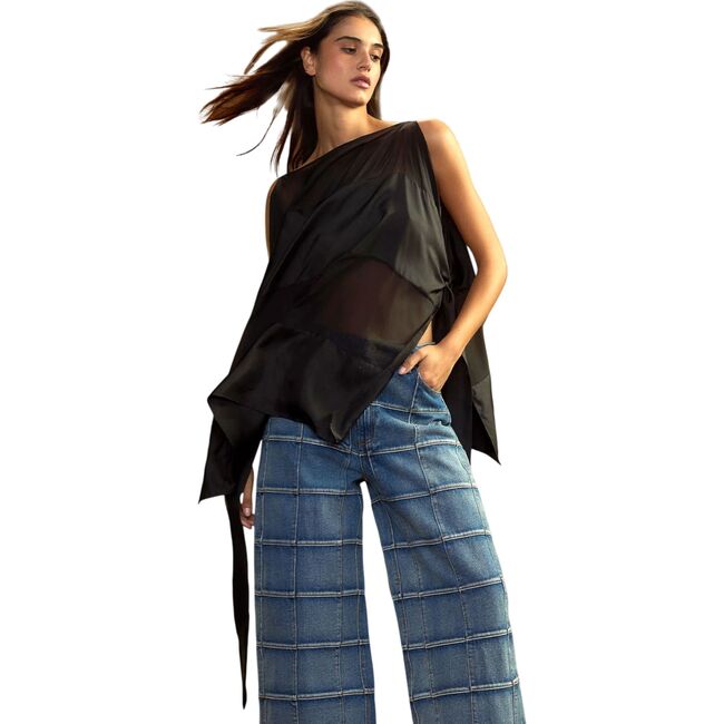Windswept Silk Blouse, Black