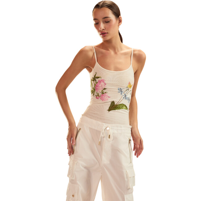 Wildflower Embroidered Tank Top, White