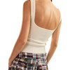 Tribeca Vegan Leather Combo Top, White - Shirts - 2