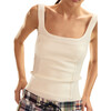 Tribeca Vegan Leather Combo Top, White - Shirts - 3