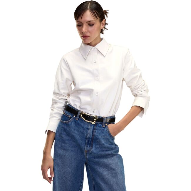 The London Leather Button Up Shirt, White
