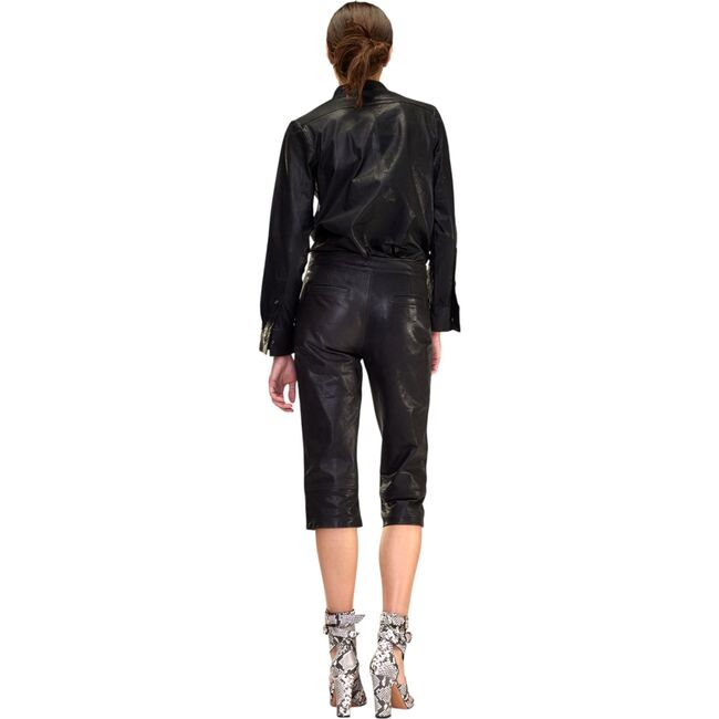 The London Leather Button Up Shirt, Black - Button Downs - 2