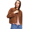 Studded Suede Cropped Jacket, Brown - Jackets - 2