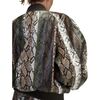 Snake-Embossed Vegan Leather Bomber Jacket, Multi - Fleece & Sherpa Jackets - 1 - thumbnail