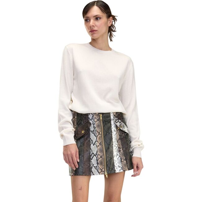 Snake-Embossed Vegan Leather Skirt, Multi - Skirts - 2
