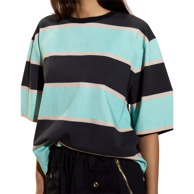 Malibu Striped Tee, Black Blue