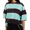 Malibu Striped Tee, Black Blue - T-Shirts - 1 - thumbnail