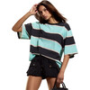 Malibu Striped Tee, Black Blue - T-Shirts - 2