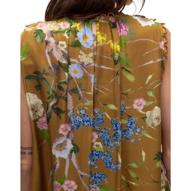 Lilie Silk Dress, Golden Floral