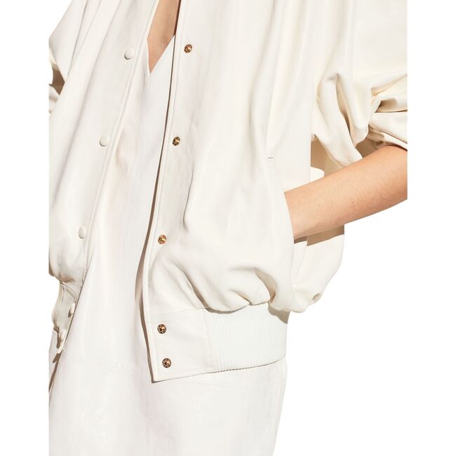 LEATHER OVERSIZED BOMBER JACKET, Off White