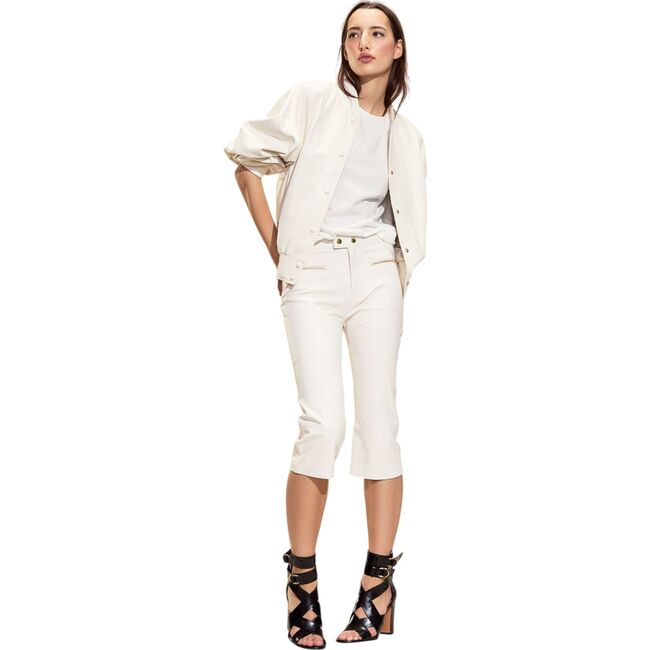 LEATHER CAPRIS, Off White - Pants - 3