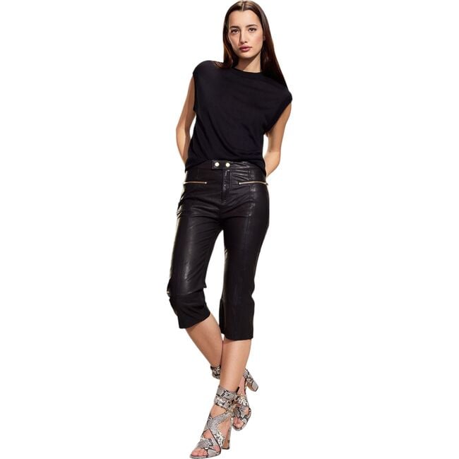 LEATHER CAPRIS, Black - Pants - 2