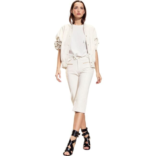 LEATHER OVERSIZED BOMBER JACKET, Off White - Jackets - 2