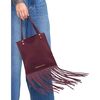 Felicity Fringe Suede Tote, Burgundy - Bags - 2