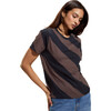 Diagonal Stripe Tee, Black/Brown - Shirts - 2