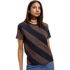 Diagonal Stripe Tee, Black/Brown - Shirts - 3