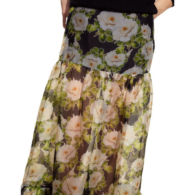 Cornelia Silk Skirt, Black Floral - Skirts - 2