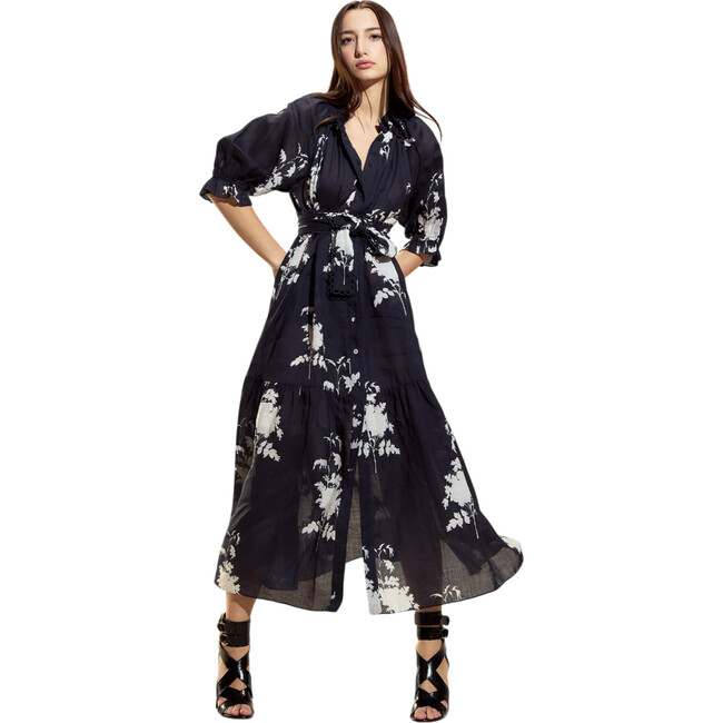 Rosewood Pintuck Dress, Navy/White