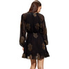 Silk Lurex Dolman Sleeve Mini Dress, Black - Dresses - 3