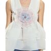 Daphne Organza Top, White Multi - Shirts - 3