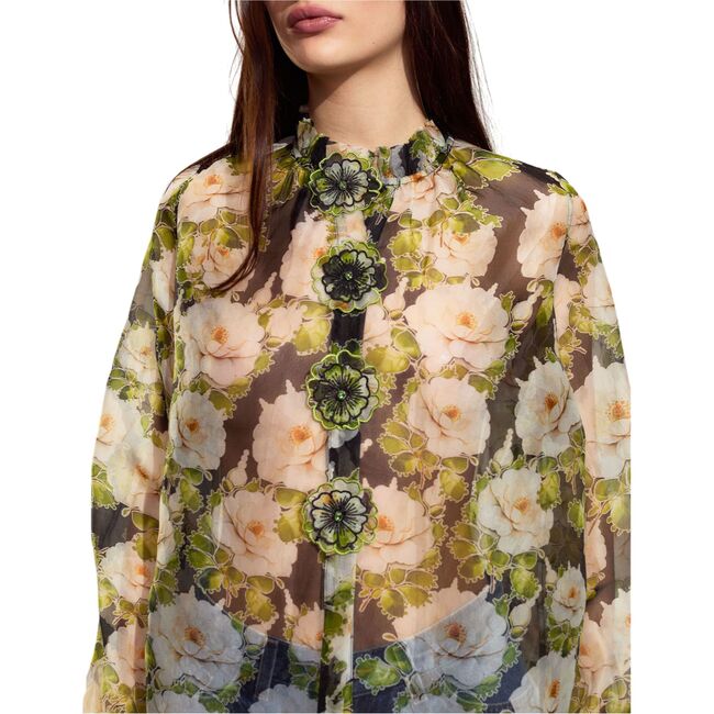 Cornelia Silk Blouse, Black Floral - Shirts - 3