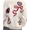 Playful Patchwork Cardigan, White Red - Cardigans - 2
