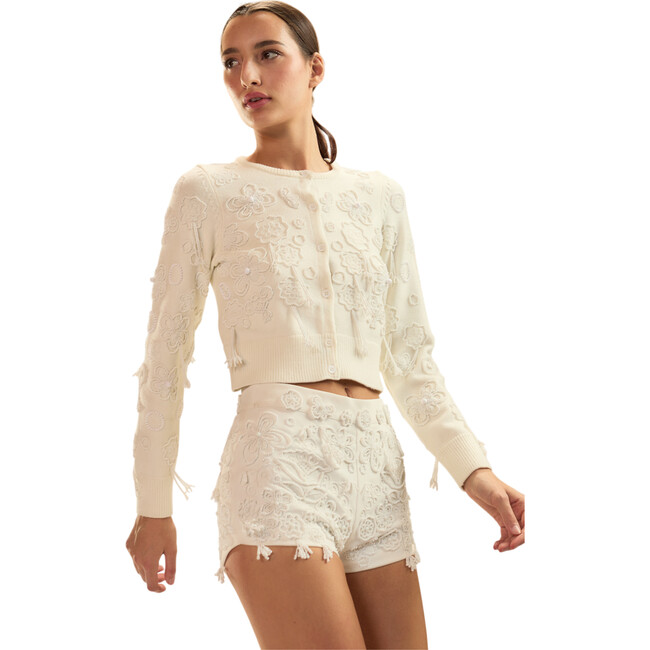 Paloma Shrunken Cardigan, White - Cardigans - 2