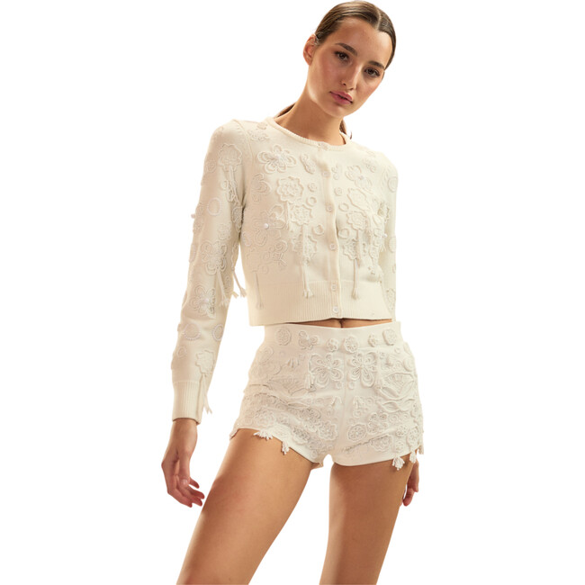 Paloma Shrunken Cardigan, White - Cardigans - 4