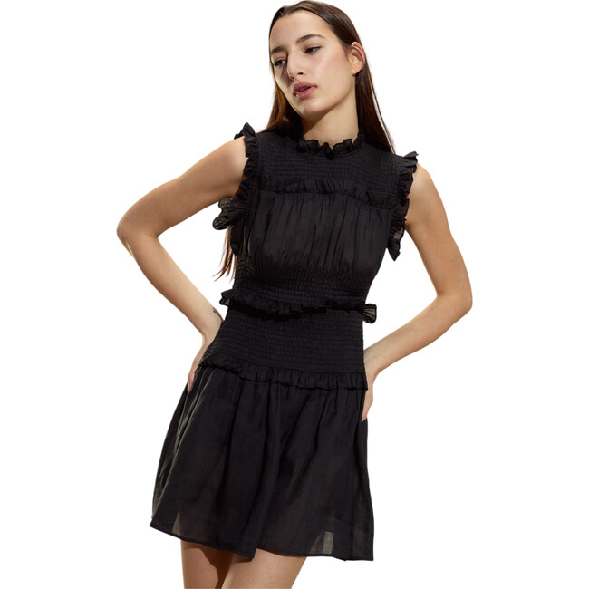 Noir Ramie Mini Dress, Black